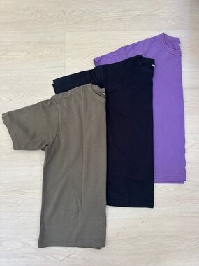 Uniqlo Purple, Black & Brown Short Sleeve Crewneck Tee